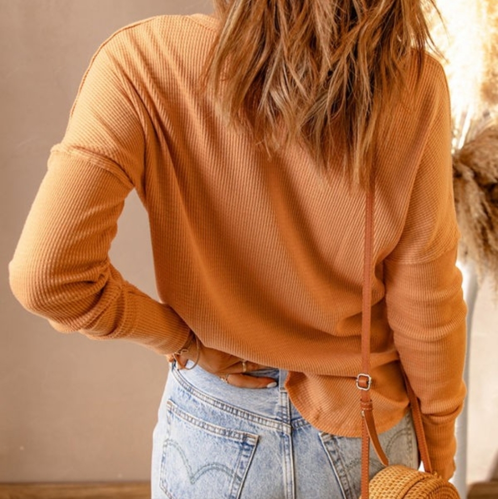 💜 New Ribbed Pretty Orange Top - Picture 2 of 8